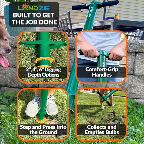 Landzie Grass Plugger Tool, Manual Sod Cutter & Bulb Planter