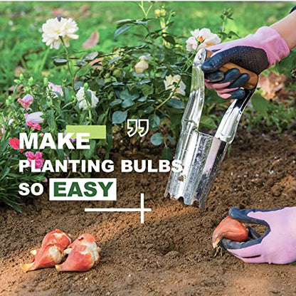 Haliaeetus Bulb Planter Tool, 4 inches Depth Mark Hand Bulb Planter - size: 4'' Depth Mark Bulb Planter Tool