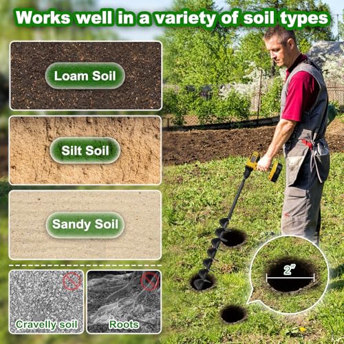 Insaga Auger Drill Bit for Planting 2″ x 32″– Heavy Duty Carbon Steel Spiral Garden Auger for Drill, 3/8″ Hex Drive Plant Auger for Bulbs & Seedlings – 32″ Long Reach Reduces Bending - size: 2″ x 32″
