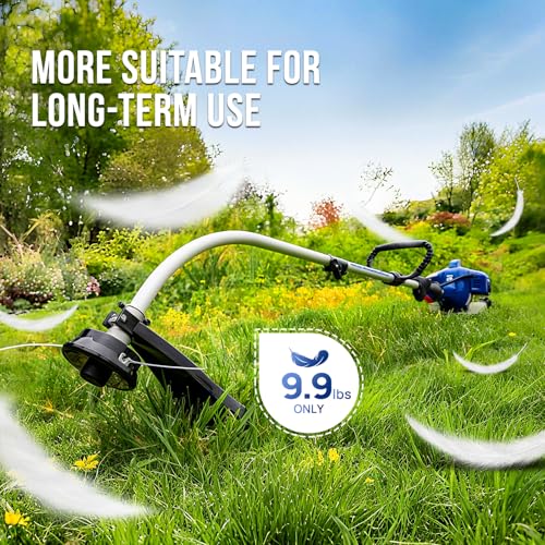 WILD BADGER POWER 26cc Weed Wacker Gas Powered, 2 in 1 String Trimmer/Edger 15" with Curved Shaft, Light Weight 9.9 lbs
