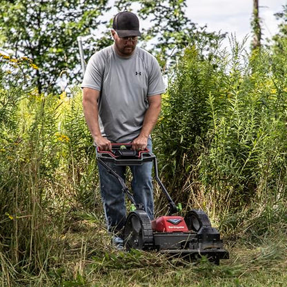 Earthquake 60V Walk Behind String Mower, Includes Two 4Ah Batteries, 22” Cutting Diameter, Three Cutting Speed Dial, 14” Never-Go-Flat Wheels, Easy Assembly, Adjustable Handlebar, Model #44965