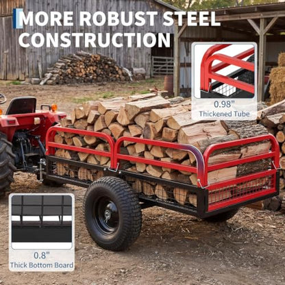 1500 Lbs Heavy Duty Steel Dump Cart - color: Red
