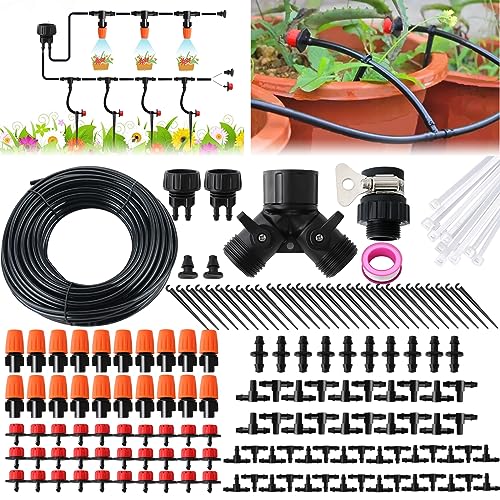 Drip Irrigation Kit, 1/4" Blank Distribution Tubing - size: 100FT Tubing + 147 PC Dripper