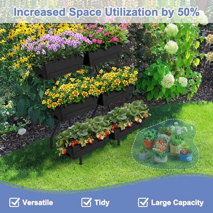 Raised Garden Beds Outdoor with Planter Boxes Vertical Raised Bed with Legs - color: Black