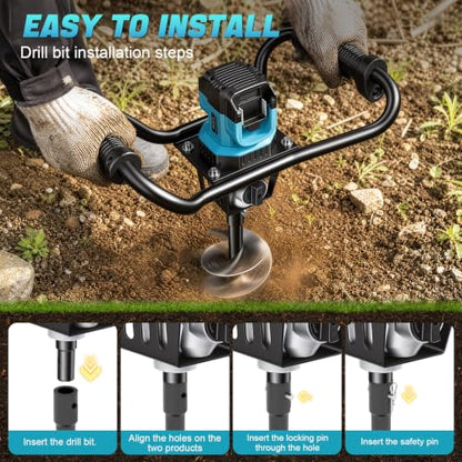 36V Cordless Post Hole Digger for Makita 18V, Power Earth/Ice Auger - size: Large