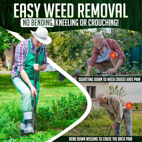 Weed-Puller-Tool-with-Long-Handle, 63" Adjustable Stand Up Weeding Tool with Heavy-Duty 4-Claw Weeder for Effortless Weeding Without Bending, Pulling, or Kneeling