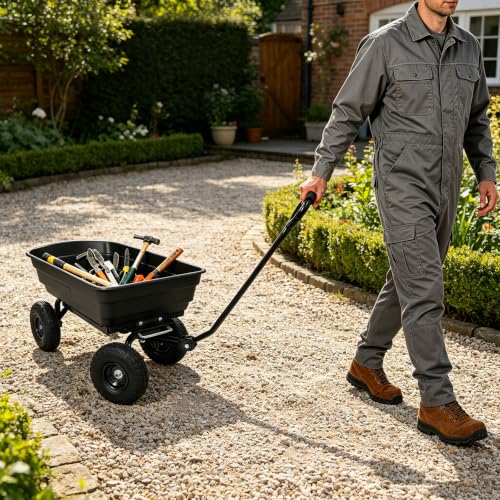 Heavy Duty Garden Cart with 90° Rotating Handle, 551lbs Capacity (Black) - color: Black