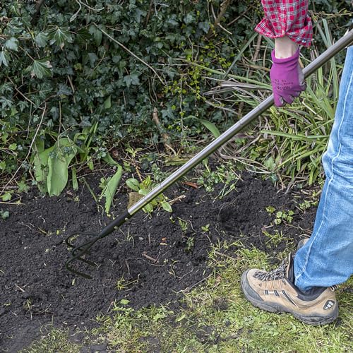 YEELOR 3-Tine Long Handle Tiller Garden Cultivator