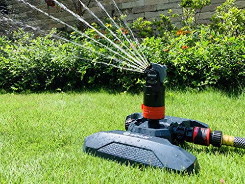 Eden 94124 Multi Pattern Turbo Gear Drive Sprinkler Plus One-Direction Misting System, with Quick Connect Set, 5-360 Degree Coverage - style: On Sled Base