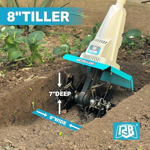 RB 40V Cordless Tiller Cultivator with Battery for Narrow Garden Areas