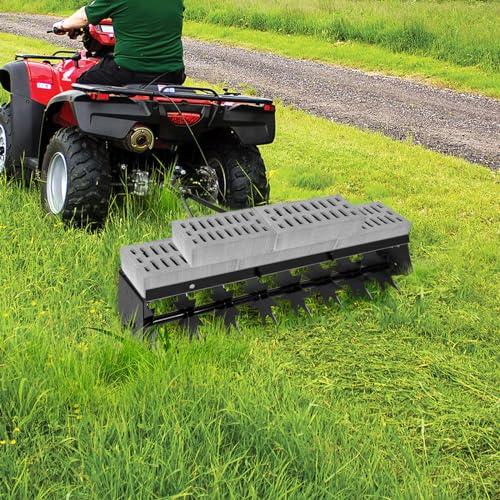 32"" Tow Behind Spike Aerator, Tractor Lawn Aerator with 8 Steel Spike Disks, Soil Mower Hitch, Lawn Soil Penetrator with Extra-Wide Tow Bar for Farm, Planting (Black, 32 in) - style: Tungsten Alloy