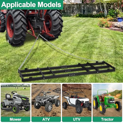 6 FT Drag Harrow Driveway Grader with 5 FT Chain - size: 6 FT
