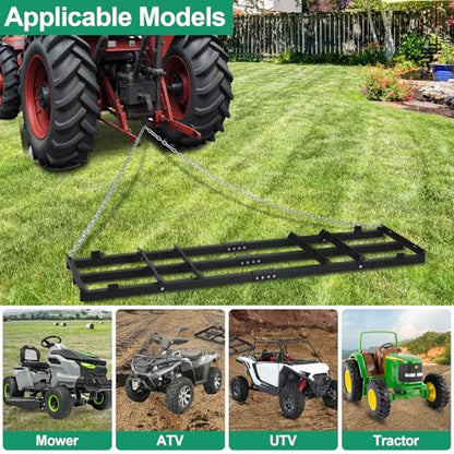 6 FT Drag Harrow Driveway Grader with 5 FT Chain - size: 6 FT