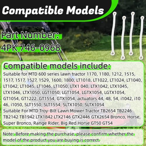 4PK 746-0968 Deck Lift Cable Replacement for CUB Cadet Lawn Mowe - size: 4pk 946-0968