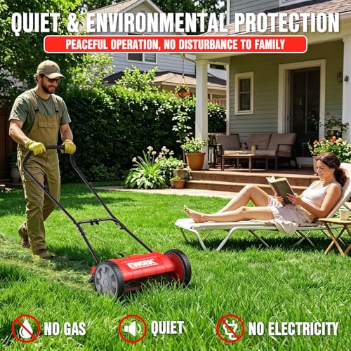 EWORK Push Reel Lawn Mower 23" with 5-Blade Cutting System for Lawn Care