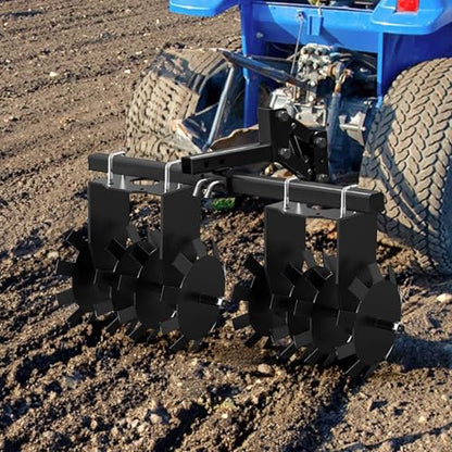 GarveeLife 2 Pieces of ATV Disc Plow Implement, Pull Behind Tiller Disc Plough Harrow for Tractor Attachments