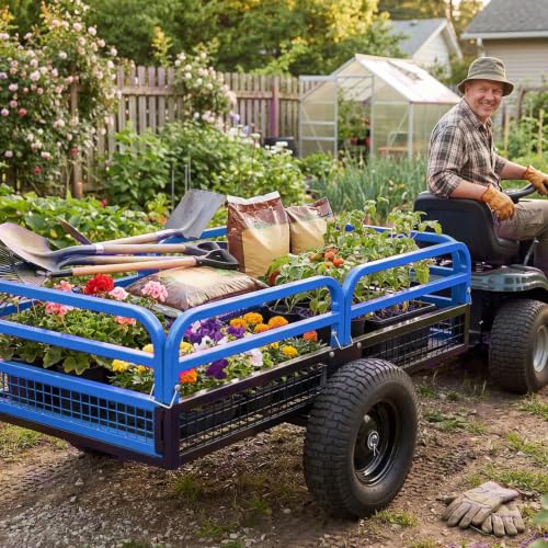 1500 Lbs Heavy Duty Steel Dump Cart - color: Blue