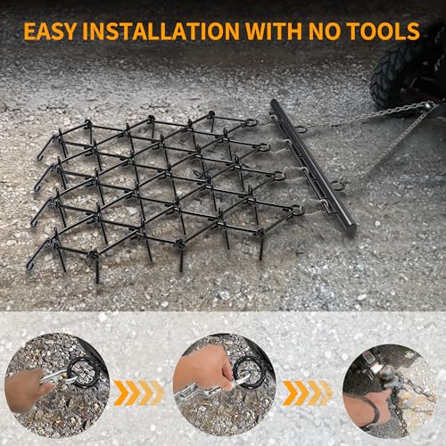 YINTATECH 4x4ft Chain Drag Harrow for ATV, 1/2in Tines, Heavy Duty 60M2Si