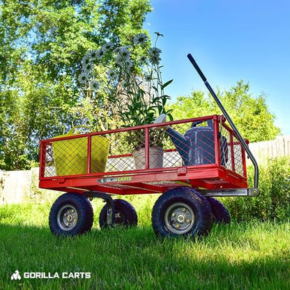 Gorilla Carts Steel Utility Garden Cart, 800 lb. Capacity, 4 Cu Ft, Red - color: Red