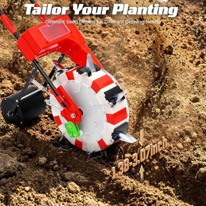 Walk-Behind Row Crop Planter, Hand-Push Garden Seeder with 7 Seed Nozzles - size: 7 Nozzles