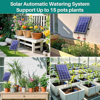 Biling 4W Solar Drip Irrigation System with Battery for 15 Potted Plants - size: 4W