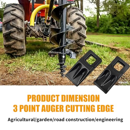 4 Pack Auger Teeth 3 Point Auger Cutting Edge with Screw Square Hole Replacement with Hardware for Most Heavy Duty 3 Point Post Hole Digger
