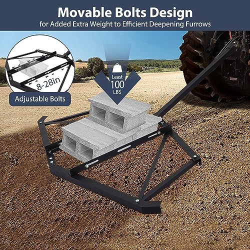 Garvee Heavy-Duty 74" Driveway Drag Grader, w/ 3 Sets Adjustable Bolts & 2 Reinforced Steel Bars, Tow-Behind Harrow with Pin Hitch, Least 100lbs - color: Black 74in