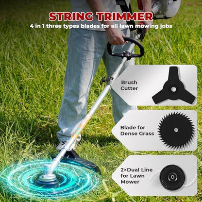 58CC 2-Cycle Gas Powered Weed Wacker, 5-in-1 Multi-Function String Trimmer - color: Red-1