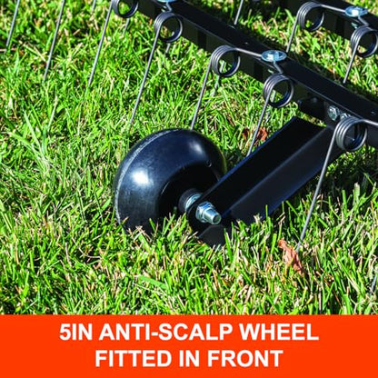 Agri-Fab 48 in Zero Turn Riding Lawn Mower Front Mount Dethatcher with 24 Spring Tines and Anti-Scalp Wheels
