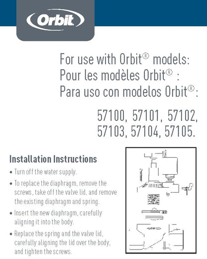 Orbit 57045 100-Series Diaphragm Repair Kit, Black - size: Small