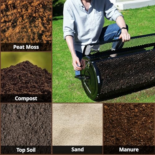 Compost Spreader 36 Inch Towable Peat Moss Spreader - Black - size: 36 Inch