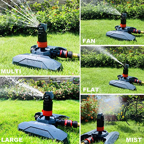 Eden 94124 Multi Pattern Turbo Gear Drive Sprinkler Plus One-Direction Misting System, with Quick Connect Set, 5-360 Degree Coverage - style: On Sled Base