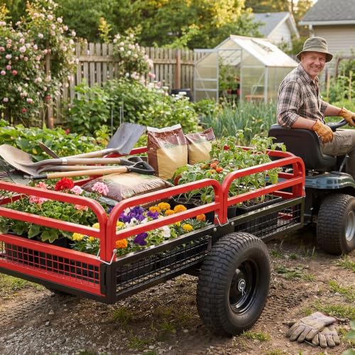 1500 Lbs Heavy Duty Steel Dump Cart - color: Red