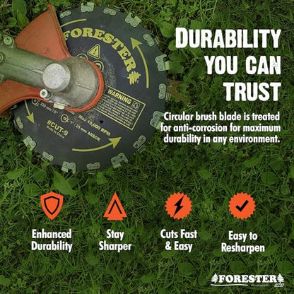 FORESTER Brush Cutter Trimmer Conversion Kit with Cut-9, Includes Safety Glasses, Earplugs, Gloves, Harness, Compatible with Echo Models SRM-225, SRM-225i, SRM-266, SRM-280, SRM-280S, and SRM-280T - size: 9" (20 Tooth), style: Echo Conversion Kit