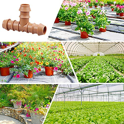 20-Pack Drip Irrigation Barbed Tee Fittings, Fits of 1/2”, 17mm .600” ID Drip Tubing - color: 20P-TEES