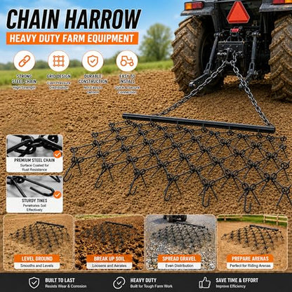 4' x 4' Heavy-Duty Steel Drag Harrow - size: 4' x 4'