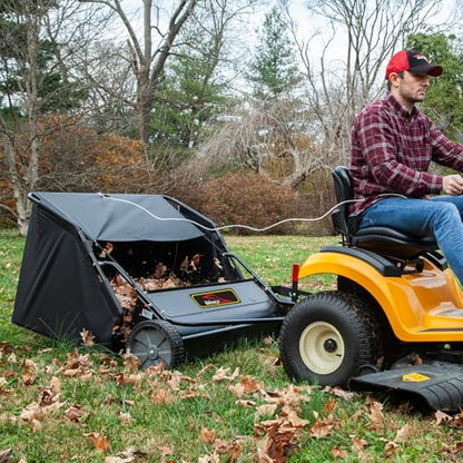 Brinly 42" Tow-Behind Lawn Sweeper in Hammered Finish with High-Velocity Brushes, Hammered Black