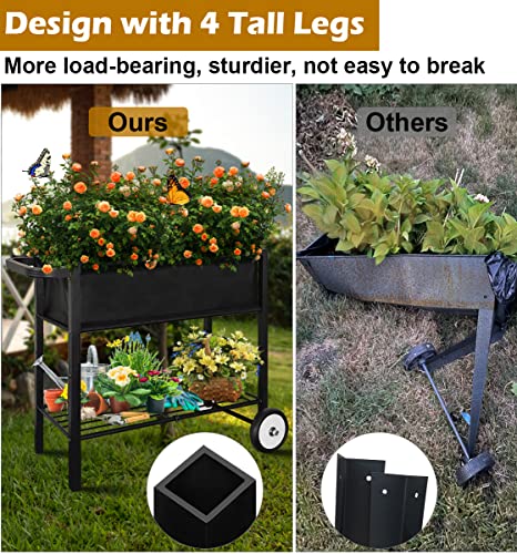 Koutemie Raised Garden Bed with Legs, Planter Box Outdoor with Wheels