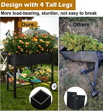 Koutemie Raised Garden Bed with Legs, Planter Box Outdoor with Wheels