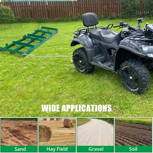 6FT Drag Harrow Driveway Grader with Chain - size: Green | 72*20 inches