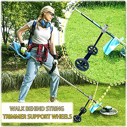 19.48" Adjustable Height String Trimmer Support Wheel with 26mm Handle Clamp, 6" Wheels Walk Behind String Trimmer Auxiliary Attachment for Easy Push Weed Trimmer Grass Cutter