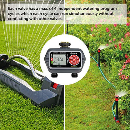 Eden 93412 Programmable Digital Water Timer 2-Zone, Compatible with Wireless Soil Moisture Sensor - size: 2 Zone