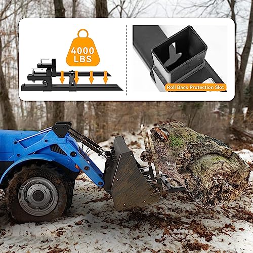 YINTATECH 60" 4000 lbs Clamp on Pallet Forks Heavy Duty Bucket Attachment - color: Black