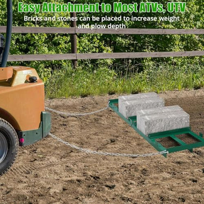 GarveeLife Drive Drag 8 ft Drag Harrow Driveway Grader, Heavy Duty Power Rake with 6 ft Chain, Tow Behind Lawn Rake for ATV, UTV, Tractor, Mower, Land Leveler for Gravel, Sand, Soil, Hay - size: 8 Ft