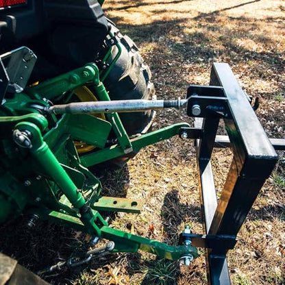 Titan Attachments 3 Point Pallet Fork Frame, Cat 1 Quick Hitch Compatible, 28"-45" Adjustable Fork Width, 1,500 LB Capacity, 3/8" Tow Hook Included