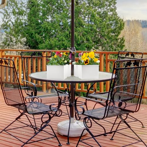 AuldHome Design Umbrella Planter for Patio Table (White Square), w/Umbrella Hole, Enamelware Rectangular Planter Pots - color: White, size: Large Square