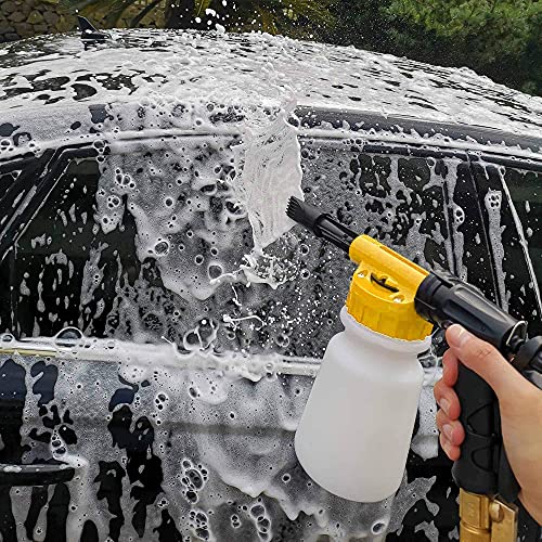 Foam Cannon for Garden Hose，Adjustment Ratio Dial Foam Gun,Car Wash Soap Spray Foamer Yellow - color: Yellow
