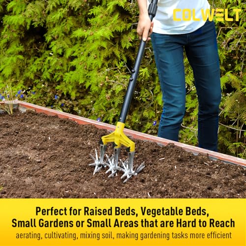 Colwelt Cultivators for Gardening 61’’, Rotary Cultivator Tool, Hand Tiller
