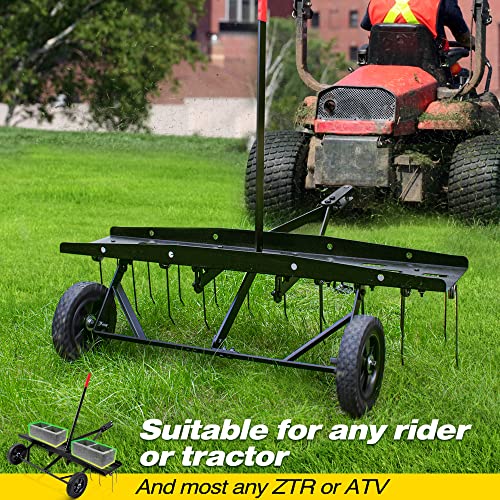 Suchtale 40 Inch Tow Behind Lawn Dethatcher with 20 Spring Tines - size: 40-inch