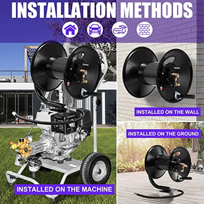 Tool Daily Pressure Washer Hose Reel 150FTx3/8" / 300FTx1/4", 4000 PSI - size: 150 FT